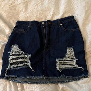 Distressed Denim Skirt